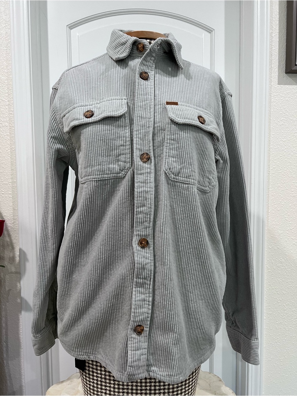 Buffalo David Bitton Light Gray Corduroy Shirt Jacket